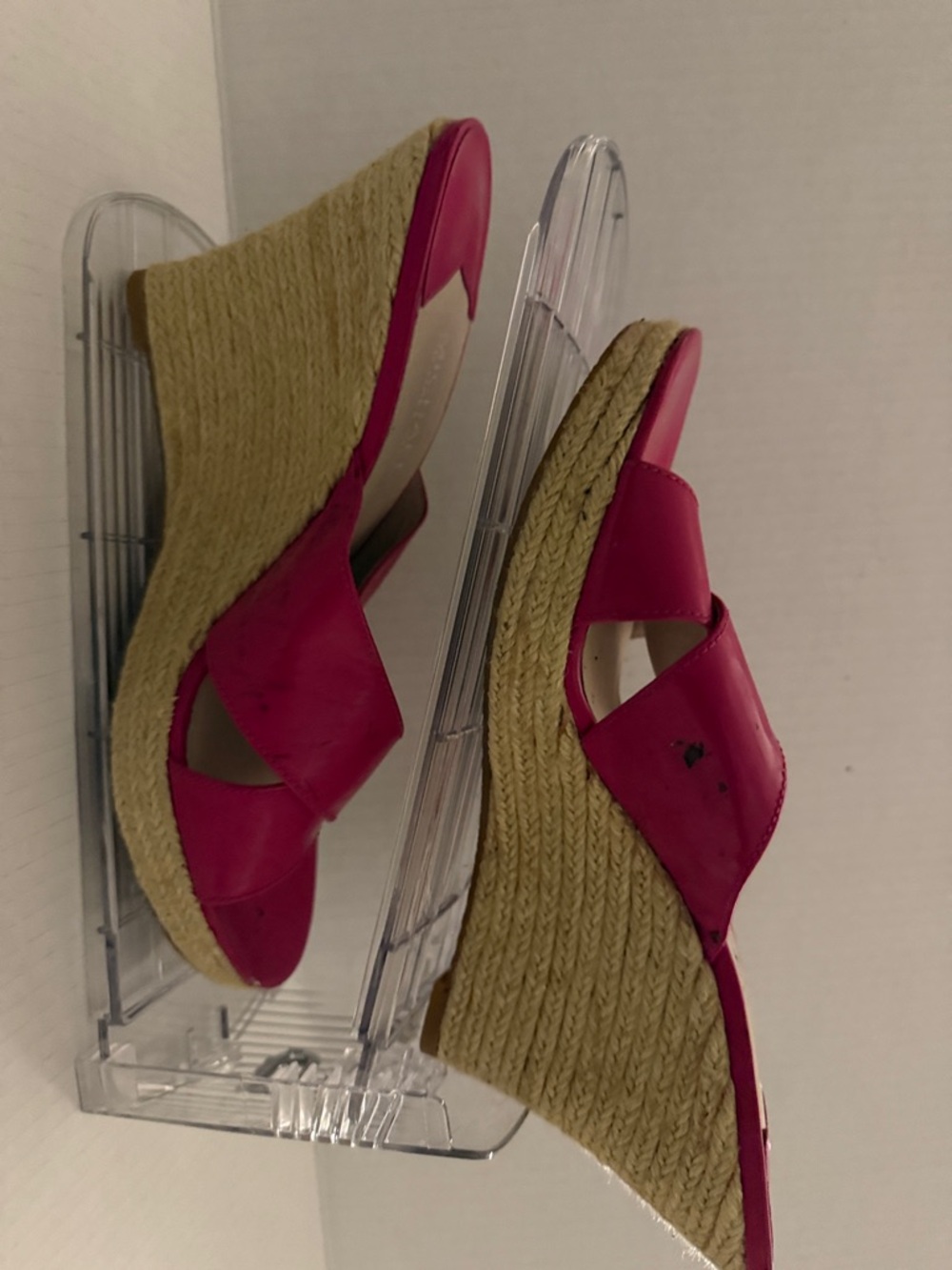 MICHAEL Michael Kors Pink Leather Espadrille Wedge Sandals